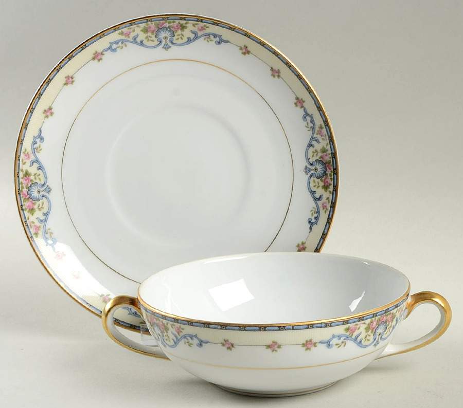 Wellesley Footed Cream Soup Bowl & Saucer Set by Noritake-1