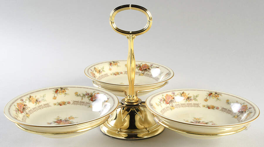 Westport Yellow 7" x 12" 3-Part Relish & Metal Stand (FR) HC by Noritake-1