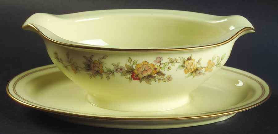 Westport Yellow Gravy Boat with Attached Underplate by Noritake-1