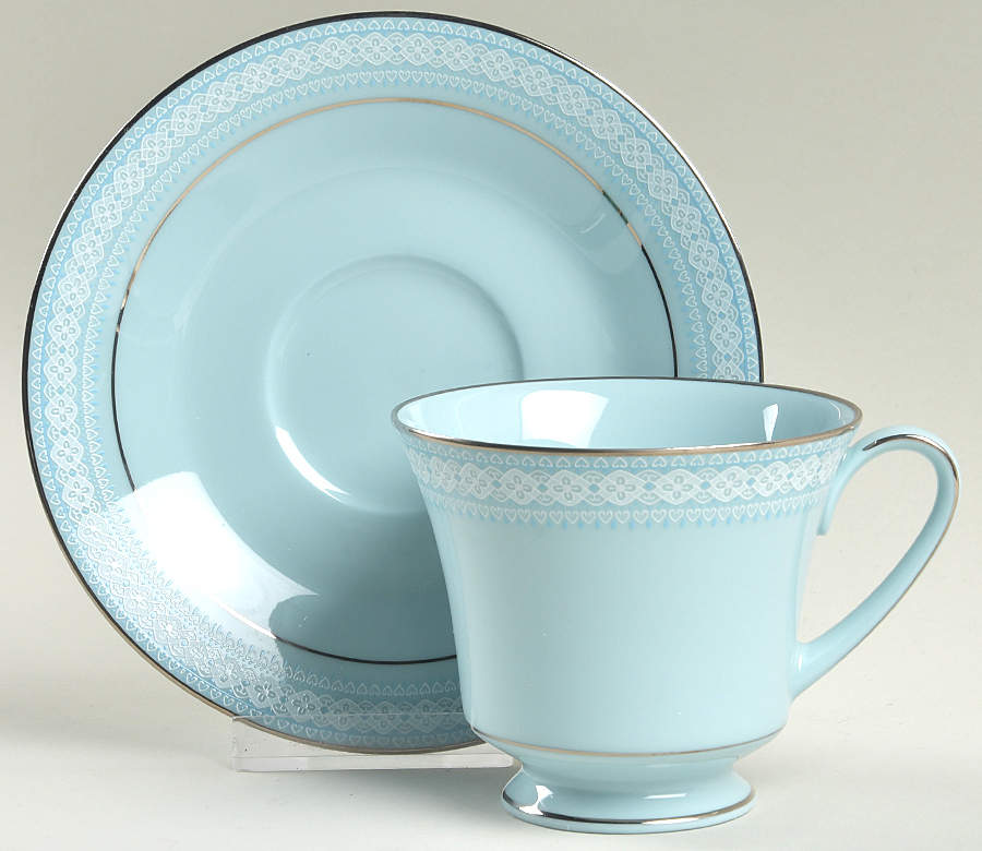 Wedding Veil Footed Cup & Saucer Set by Noritake-1