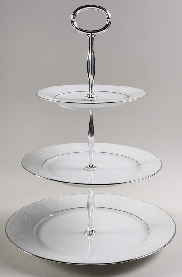White Field 13 7/8"-14 1/4" 3-Tiered Serving Tray(DP,SP,BB) HC by Noritake-1