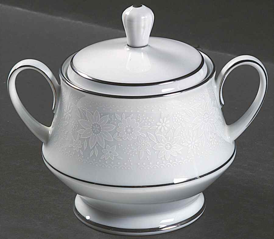 White Field Sugar Bowl & Lid by Noritake-1