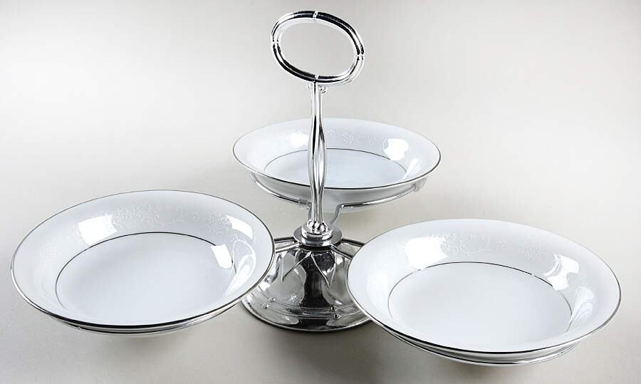 Whitehall 7" x 12" 3-Part Relish & Metal Stand (FR) HC by Noritake-1