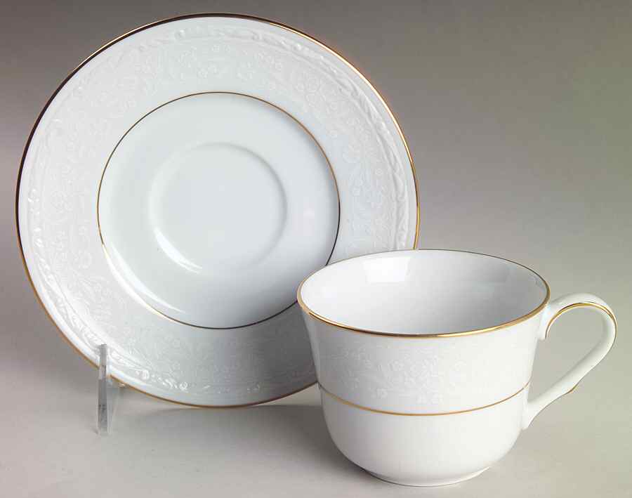 Whitecliff Flat Cup & Saucer Set by Noritake-1