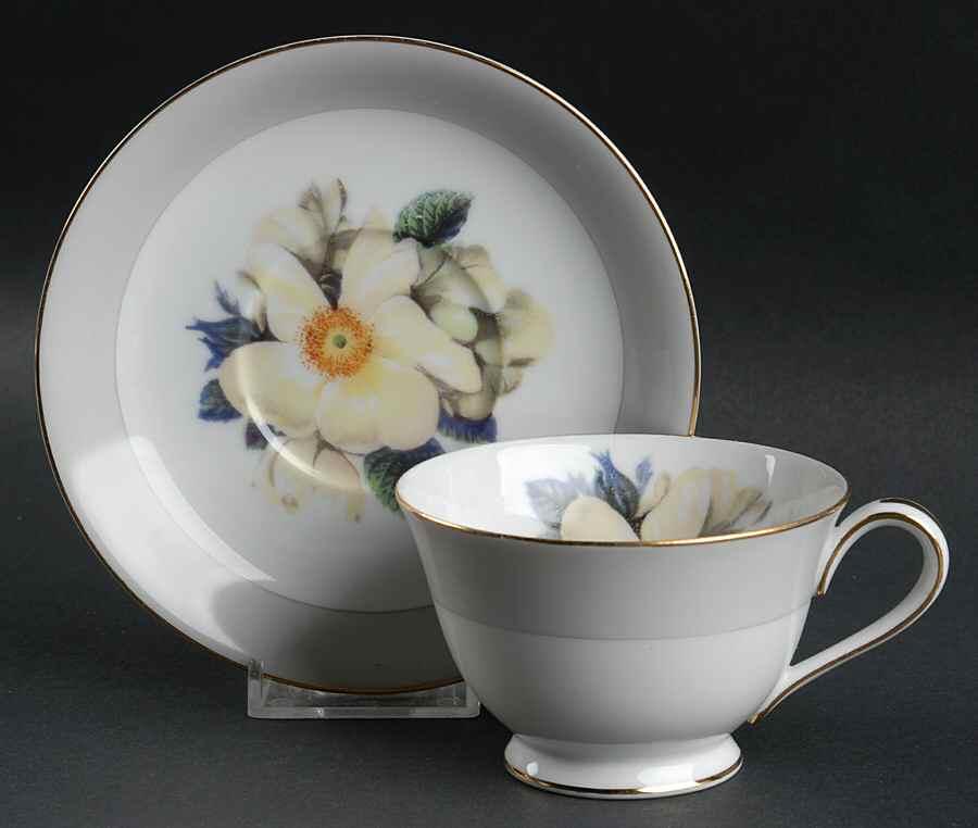 Whiterose Footed Cup & Saucer Set by Noritake-1