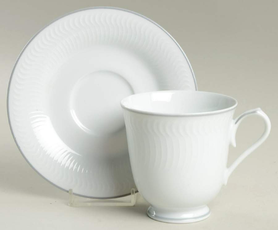 Whiteview Footed Cup & Saucer Set by Noritake-1