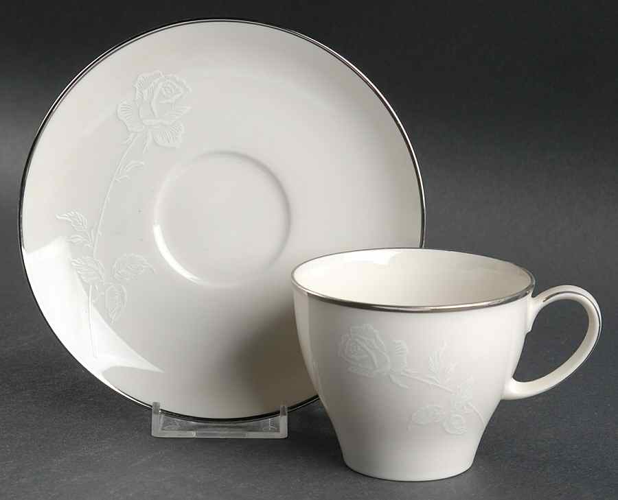 White Knight Flat Cup & Saucer Set by Noritake-1
