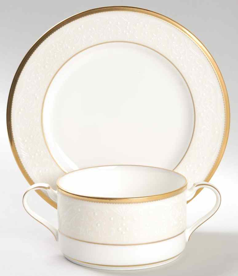 White Palace Cream Soup Bowl & Bread Plate/Saucer Set by Noritake-1