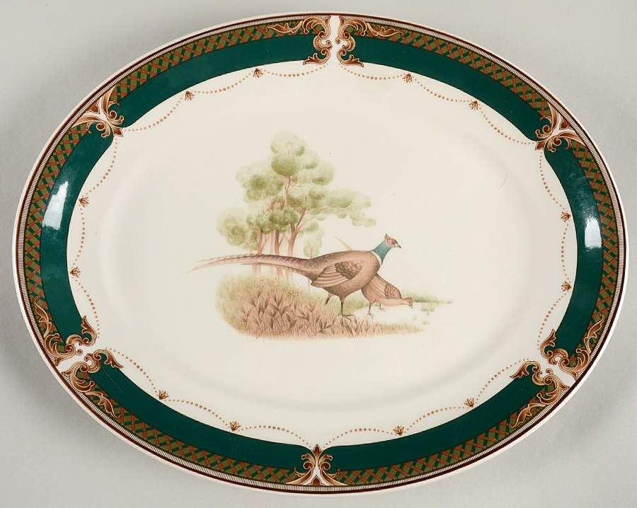Wicklow Green 14" Oval Serving Platter by Noritake-1
