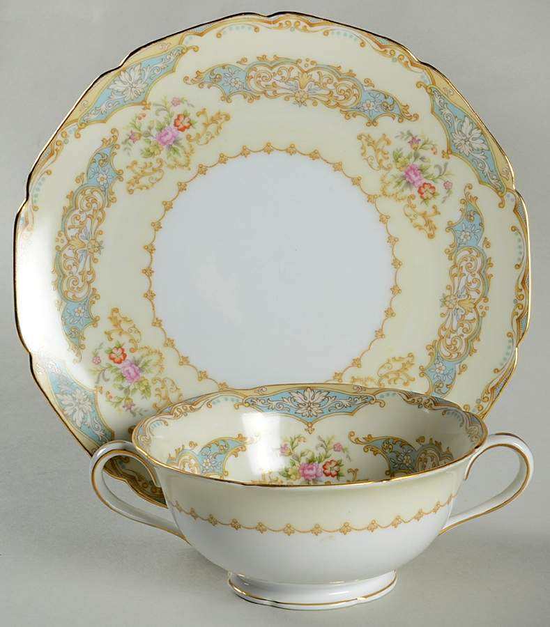 Wimpole Footed Cream Soup Bowl & Saucer Set by Noritake-1