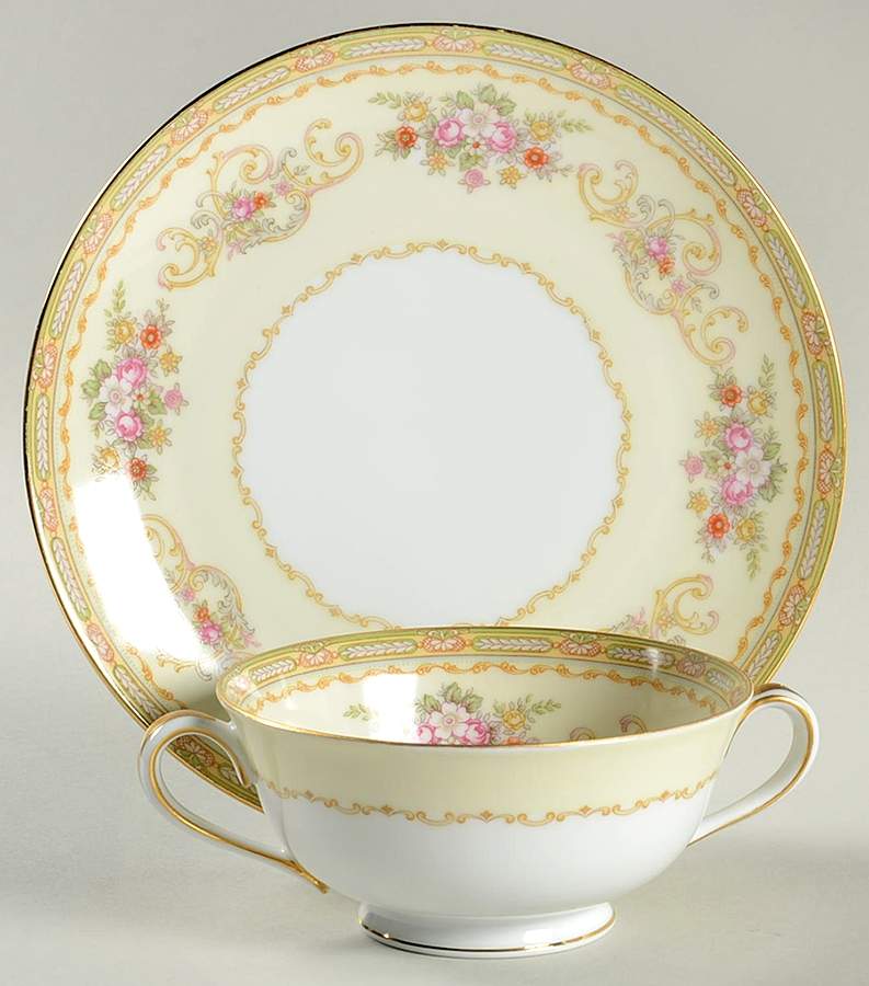 Winthrop Footed Cream Soup Bowl & Saucer Set by Noritake-1