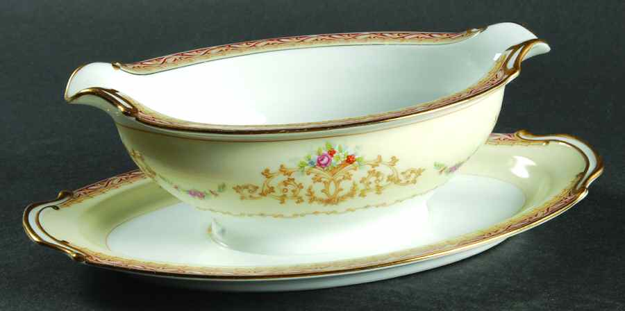 Wisteria Gravy Boat with Attached Underplate by Noritake-1