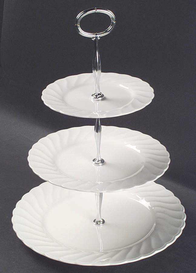 Windsor White 13 7/8"-14 1/4" 3-Tiered Serving Tray(DP,SP,BB) HC by Noritake-1