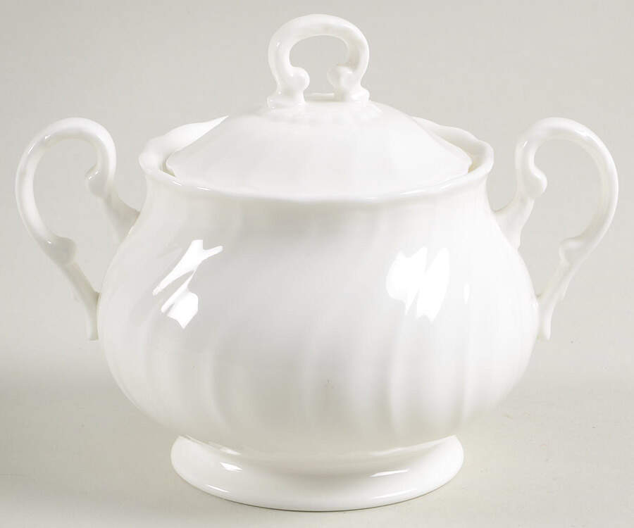 Windsor White Sugar Bowl & Lid by Noritake-1