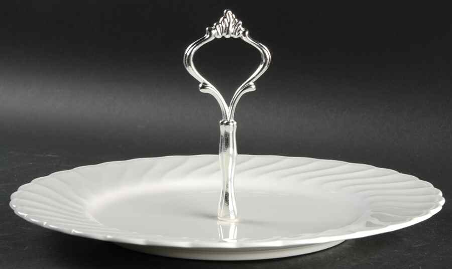 Windsor White Round Serving Plate with Handle (DP) by Noritake-1