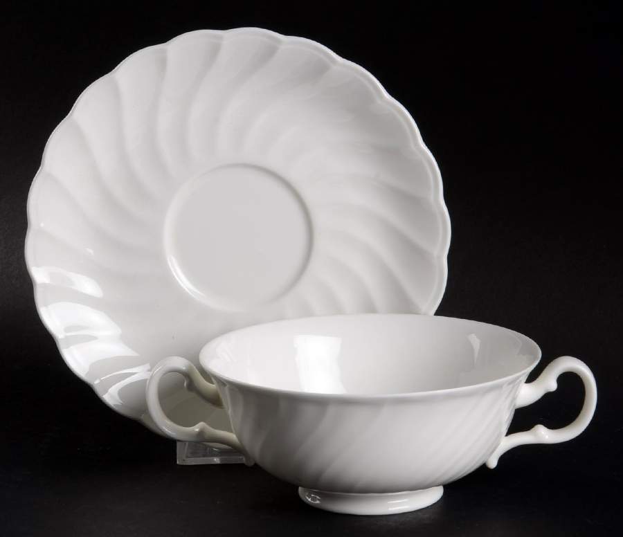Windsor White Footed Cream Soup Bowl & Saucer Set by Noritake-1