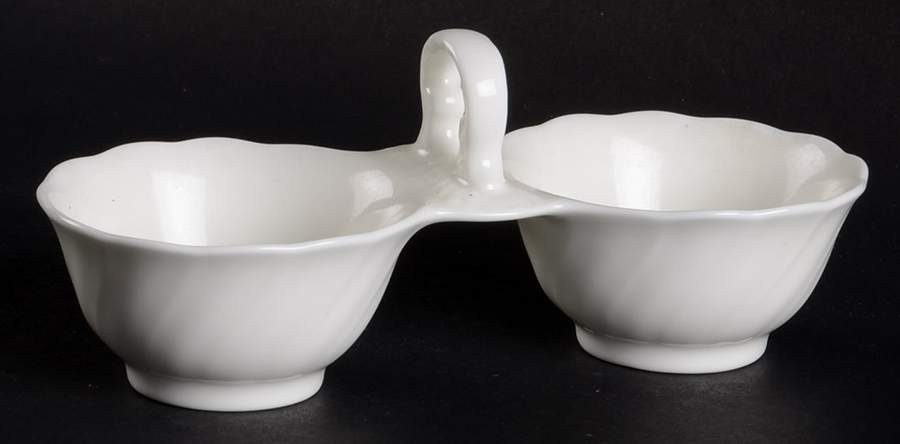 Windsor White 2 Part Condiment Server with Center Handle by Noritake-1