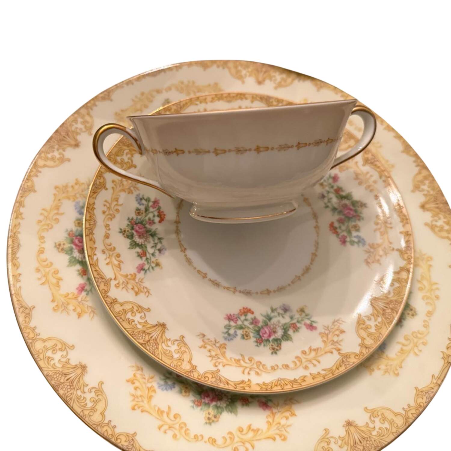 Wotan Footed Cream Soup Bowl & Saucer Set by Noritake-1