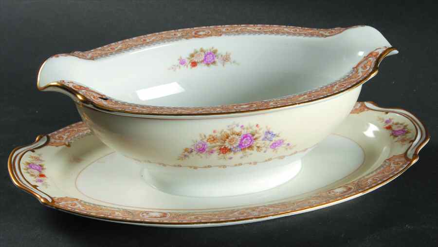 Wrocklage Gravy Boat with Attached Underplate by Noritake-1