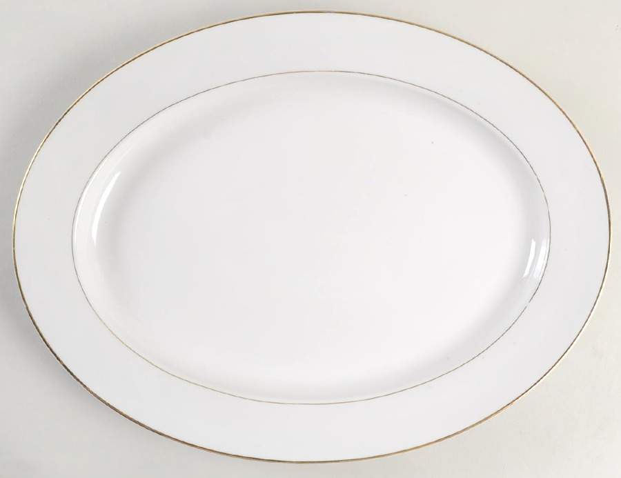 The Yukon (Gold Trim & Verge) 16" Oval Serving Platter by Noritake-1