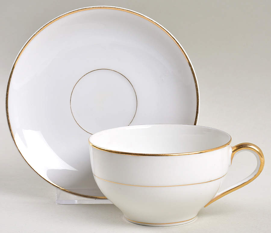 The Yukon (Gold Trim & Verge) Flat Cup & Saucer Set by Noritake-1