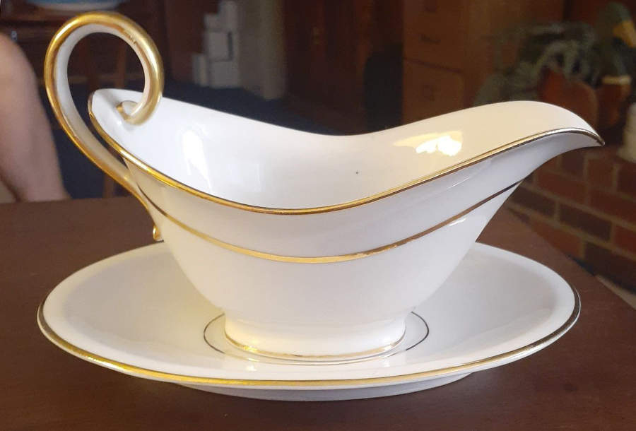 The Yukon (Gold Trim & Verge) Gravy Boat & Underplate by Noritake-1