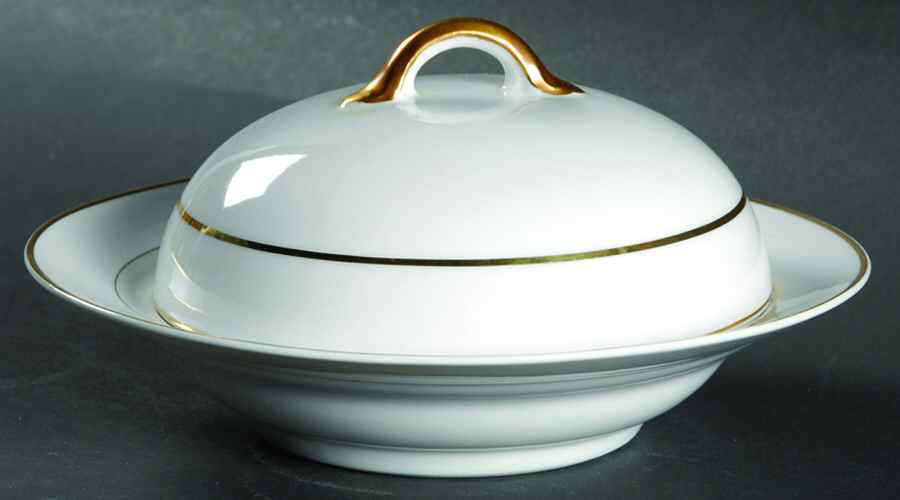 The Yukon (Gold Trim & Verge) Round Covered Butter by Noritake-1