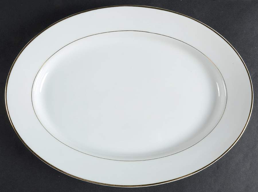 The Yukon (Gold Trim & Verge) 11" Oval Serving Platter by Noritake-1