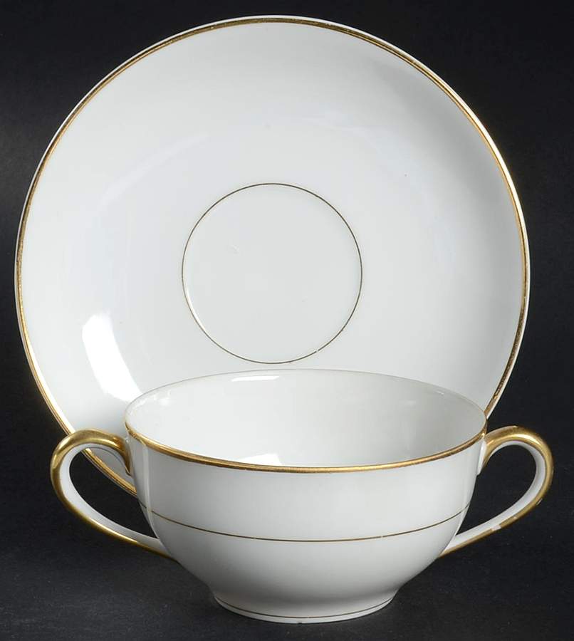 The Yukon (Gold Trim & Verge) Flat Bouillon Cup & Saucer by Noritake-1