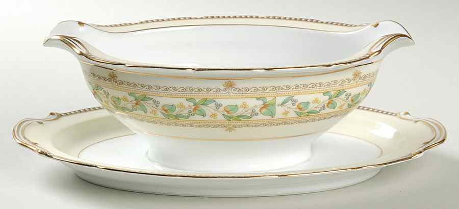 Zembla Gravy Boat with Attached Underplate by Noritake-1