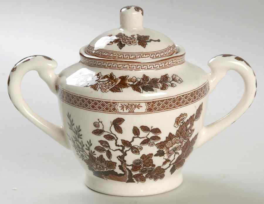 Indian Tree Brown (USA) Sugar Bowl & Lid by Nasco China (USA)-1