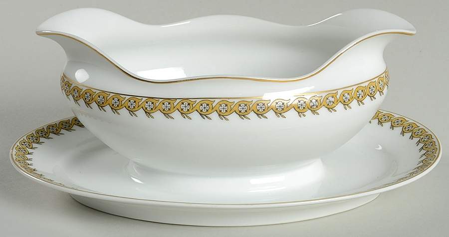 Elaine Gravy Boat with Attached Underplate by Nagoya Shokai-1
