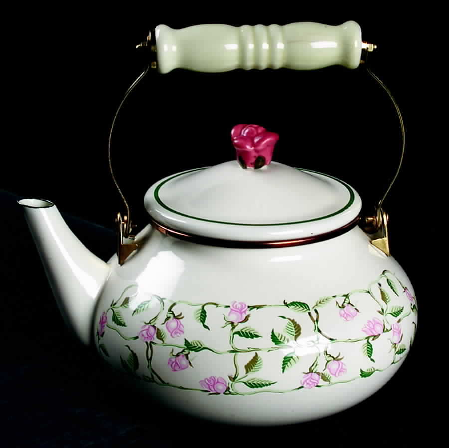 Cameo Rose Metal Kettle & Lid by National Housewares-1