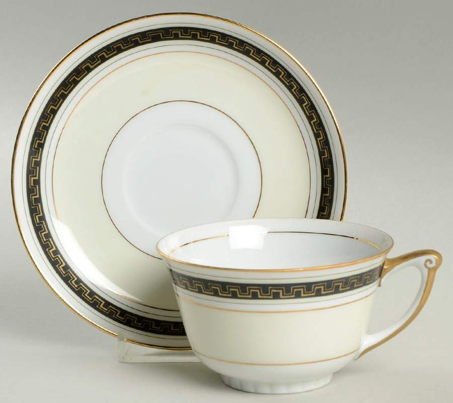 Black Stone Flat Cup & Saucer Set by Narumi-1