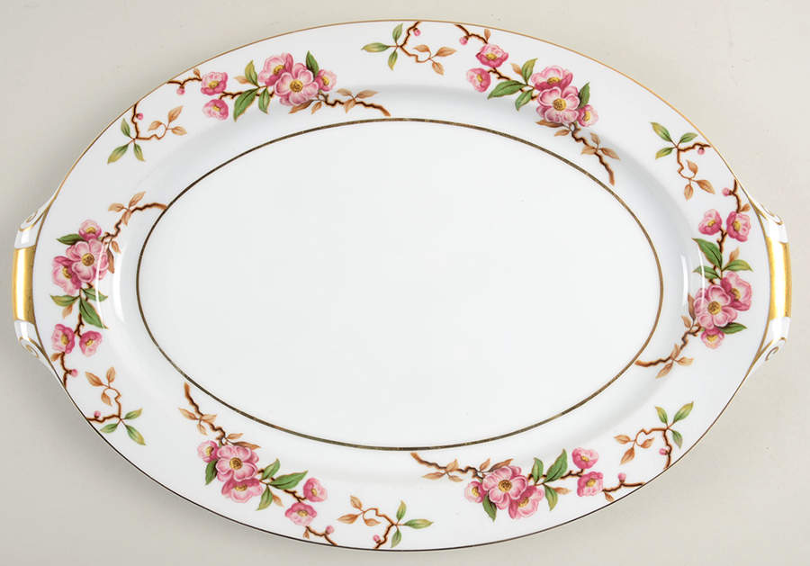 Cherry Blossom 17" Oval Serving Platter by Narumi-1