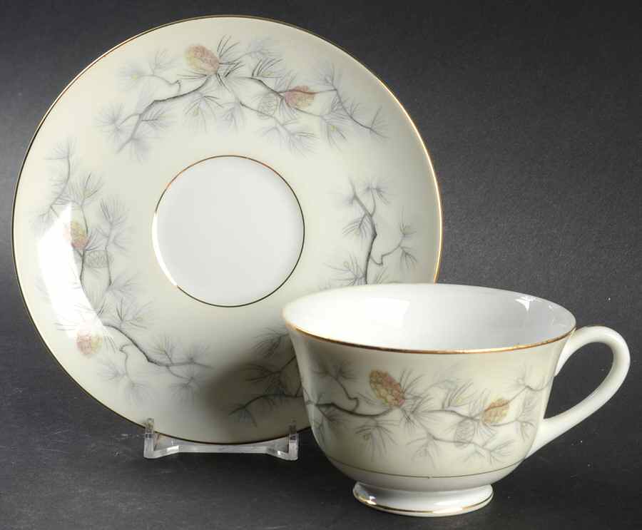 Olympia (Pine Cones) Footed Cup & Saucer Set by Narumi-1