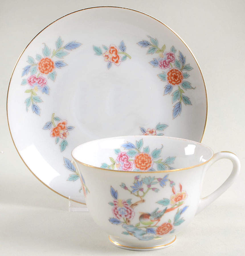 Oriental Garden Footed Cup & Saucer Set by Narumi-1