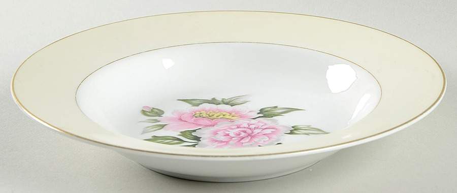 Peony Garden Rim Soup Bowl by Narumi-1