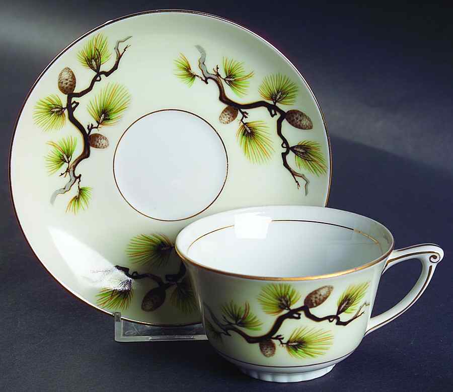 Pinecone Flat Cup & Saucer Set by Narumi-1