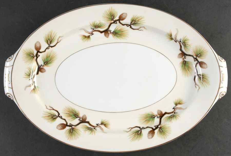 Pinecone 15" Oval Serving Platter by Narumi-1