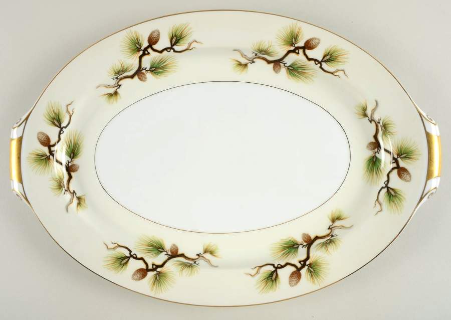 Pinecone 17" Oval Serving Platter by Narumi-1
