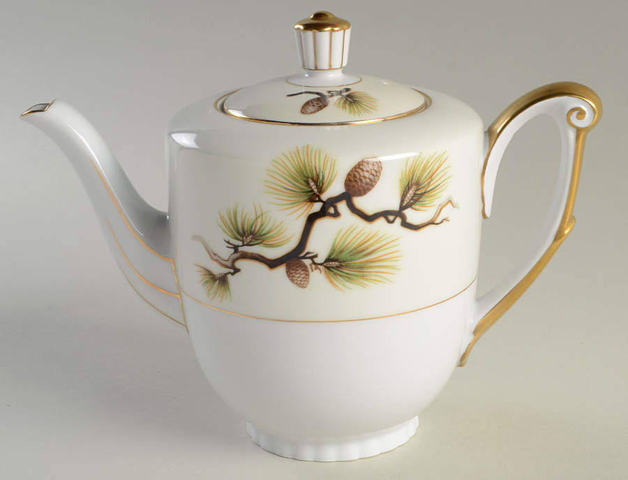Shasta Pine White Teapot & Lid by Narumi-1