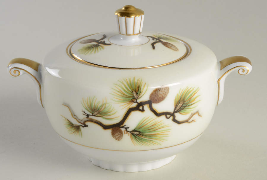 Shasta Pine White Sugar Bowl & Lid by Narumi-1