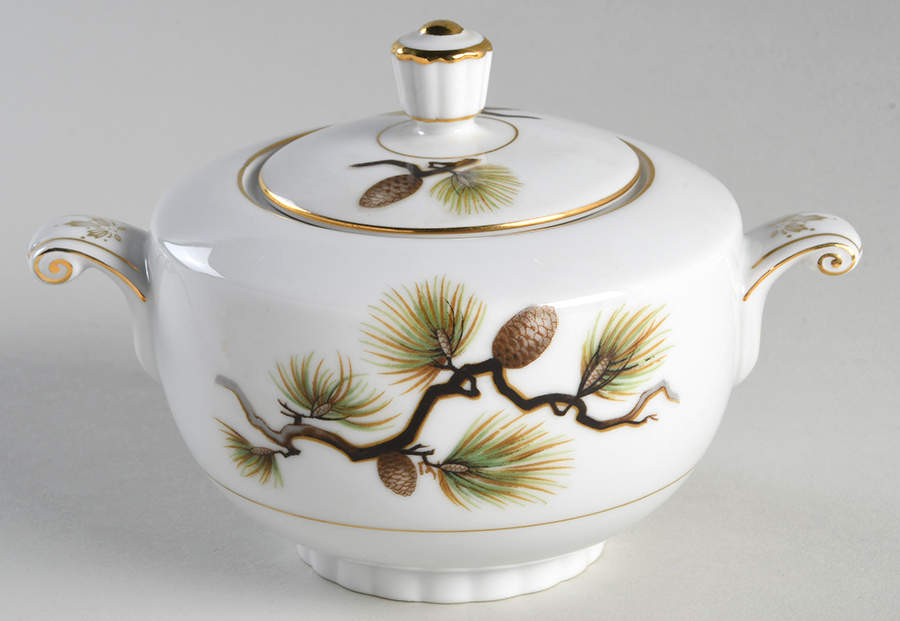 Shasta Pine White Sugar Bowl & Lid by Narumi-1