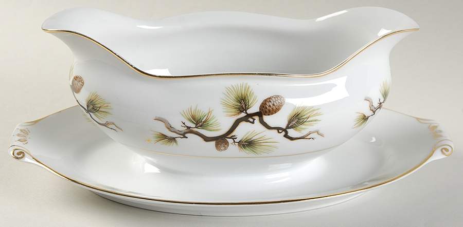 Shasta Pine White Gravy Boat with Attached Underplate by Narumi-1