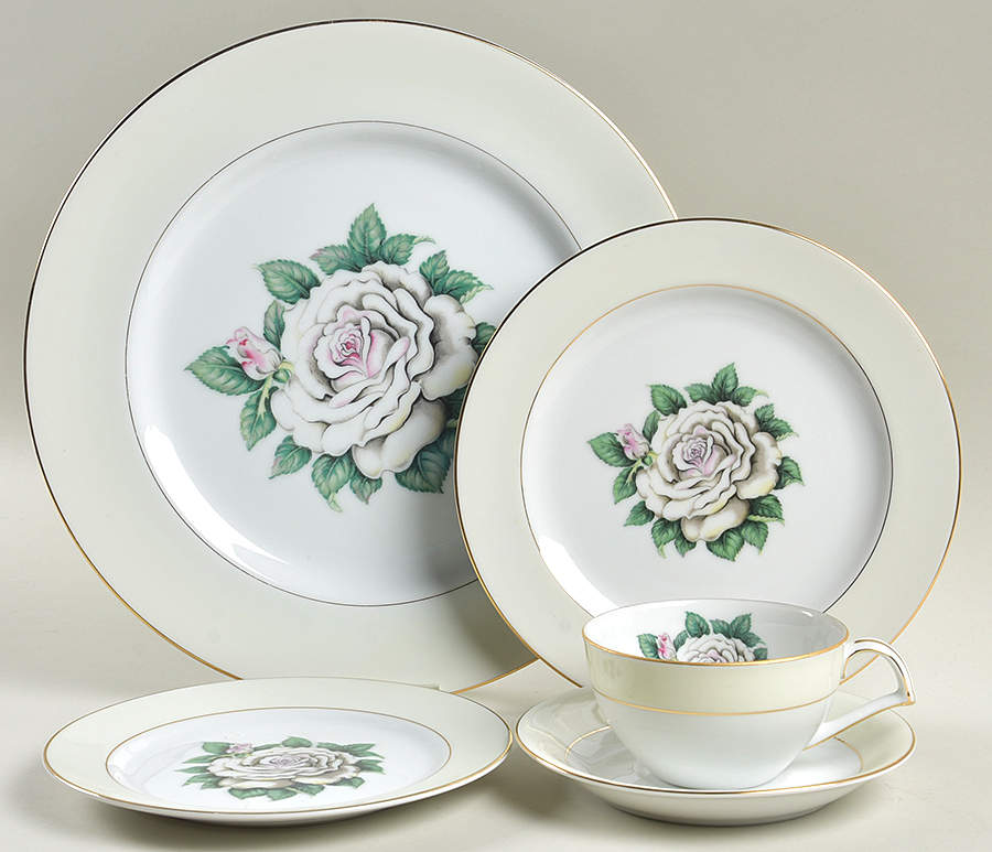 White Rose 5 Piece Place Setting by Narumi-1