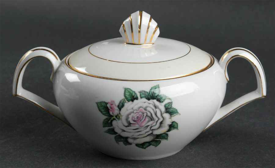 White Rose Sugar Bowl & Lid by Narumi-1