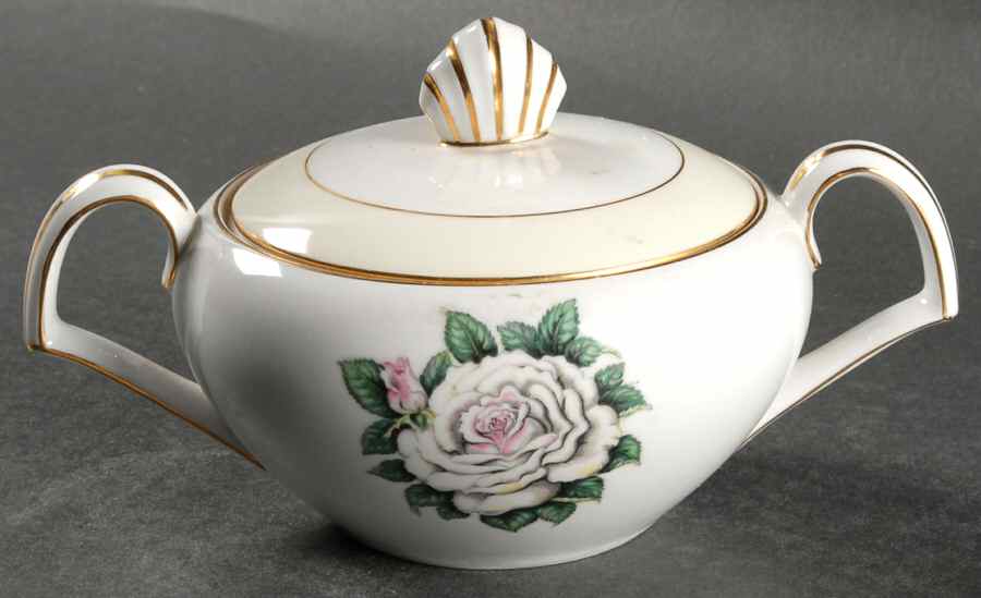 White Rose Sugar Bowl & Lid by Narumi-1
