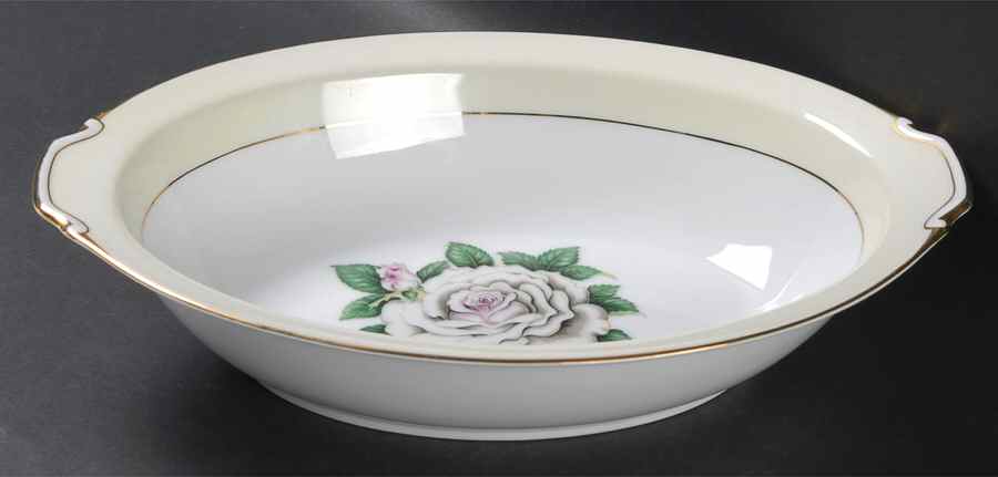 White Rose 11" Oval Vegetable Bowl by Narumi-1