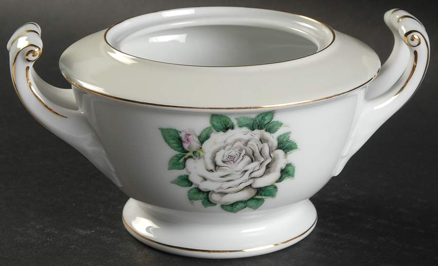 White Rose Sugar Bowl No Lid by Narumi-1